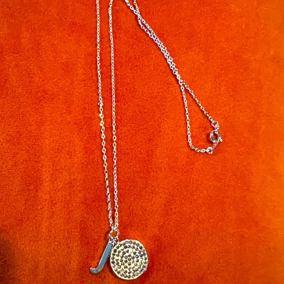 Silver necklace with cubic disk and letter “J” - Picture 1 of 1